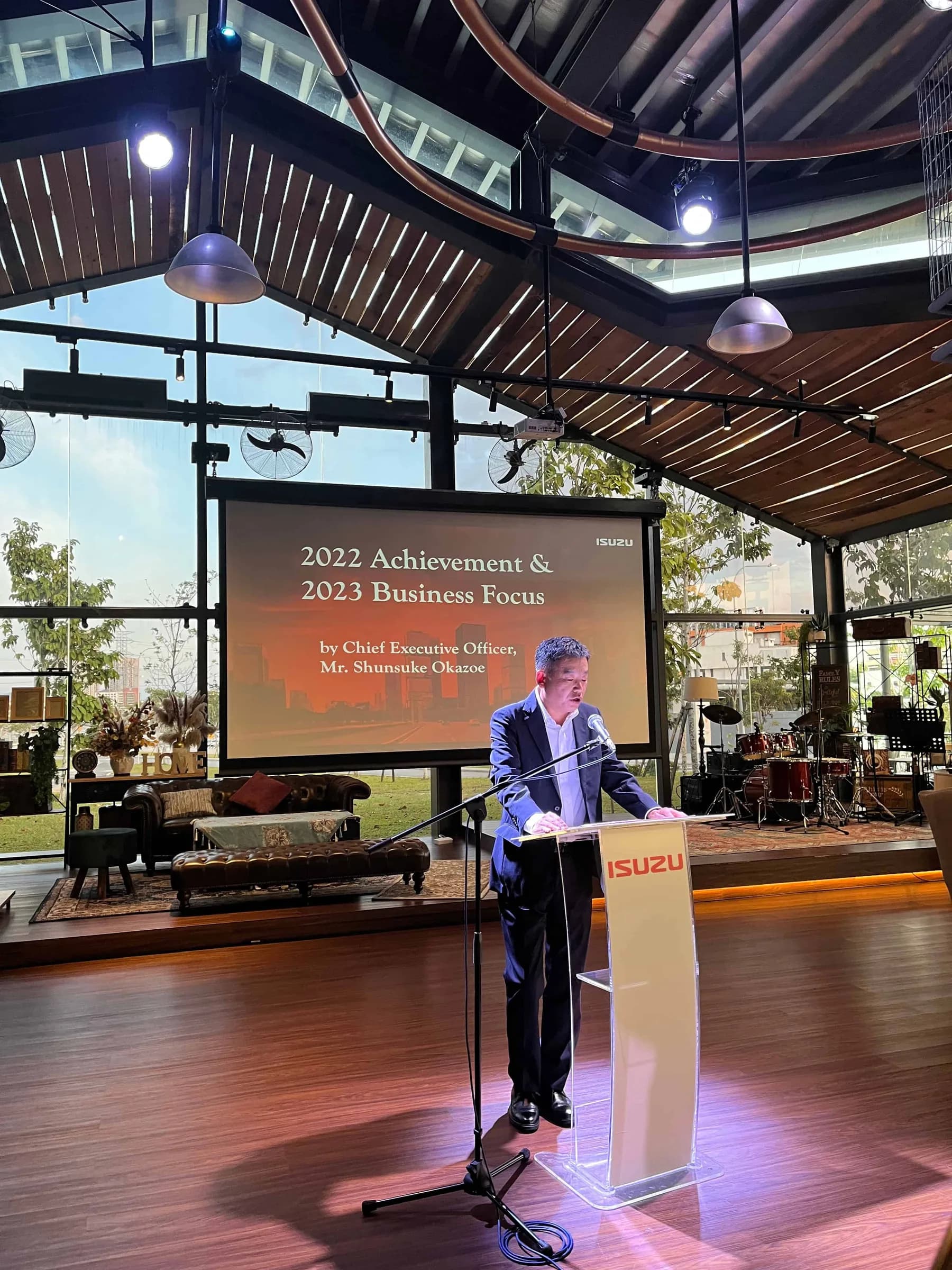 Business leader delivering corporate strategy presentation
